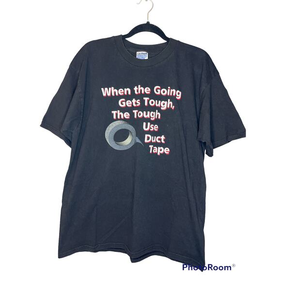 Vintage Black Short Sleeve Duct Tape Sarcastic Saying Grphic T- Shirt Size XL - Picture 1 of 4